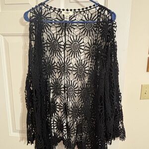 Cato Black Crochet Cardigan